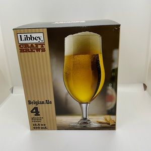 Libbey Craft Brews Belgian Ale Beer Glasses, Set of 4, NIB